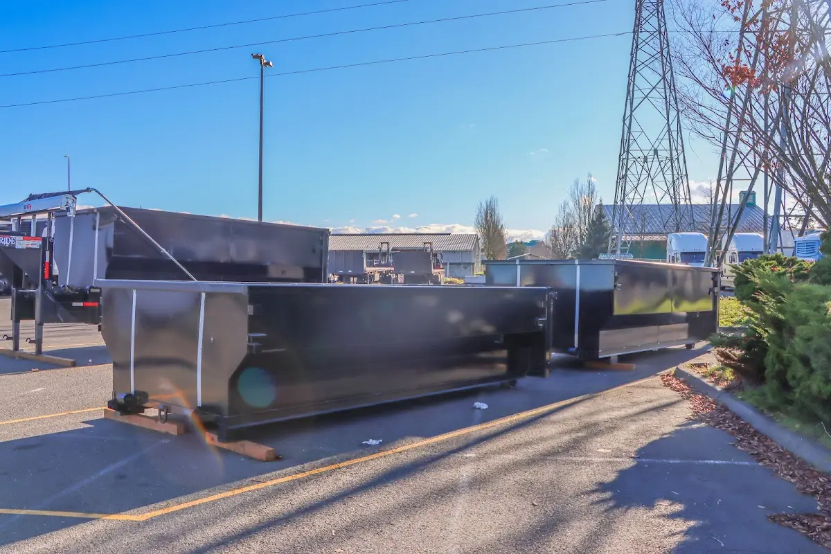 Roll-off dumpster ready for waste disposal at job site for Construction Dumpster Rental in Lynbrook